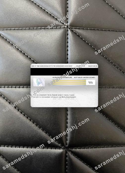Nepal Kumari Bank visa electron card  photolook back